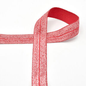 Biais élastique (pré-plié) pailleté [20 mm] – rouge, 
