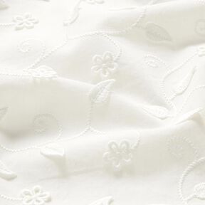 Tissu en coton broderie 3D fleurs &ndash; blanc, 