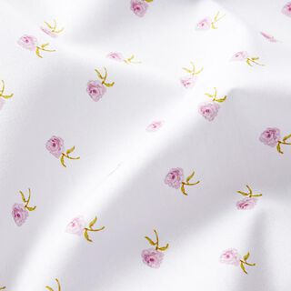 Popeline coton Petites roses – blanc, 