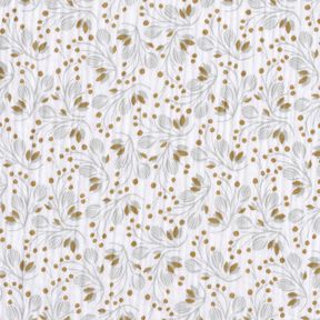 Tissu double gaze de coton Motif floral abstrait – blanc/jaune olive, 