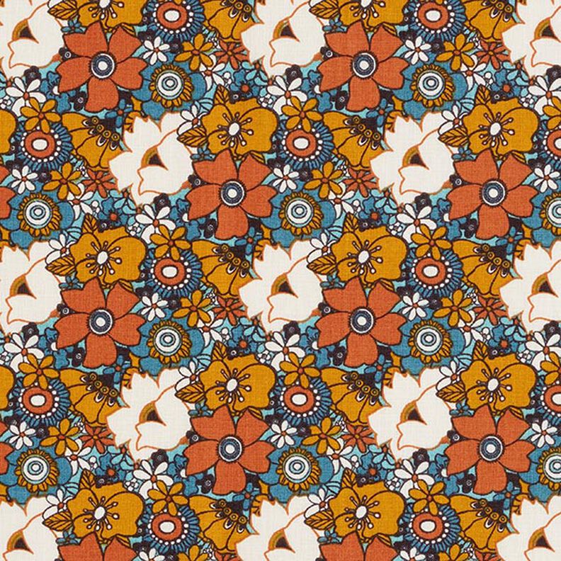 Tissu en coton Cretonne Fleurs rétros – caramel,  image number 1