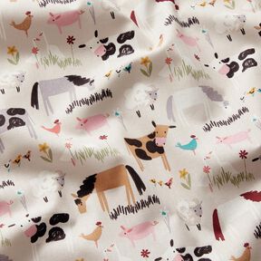 Tissu en coton Cretonne Animaux de la ferme – amande, 