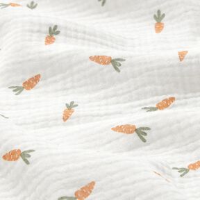 Tissu double gaze de coton petites carottes – écru, 