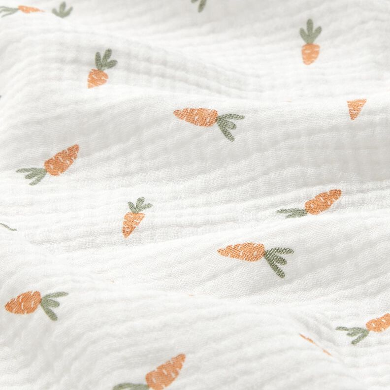 Tissu double gaze de coton petites carottes – écru,  image number 2