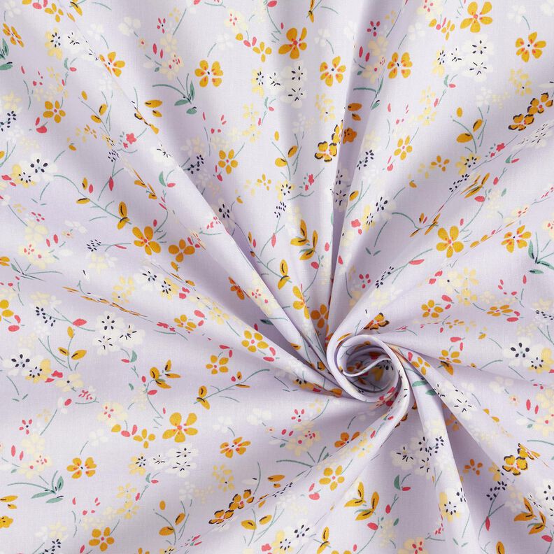 Popeline de coton Fleurs délicates – lilas pastel/jaune curry,  image number 3