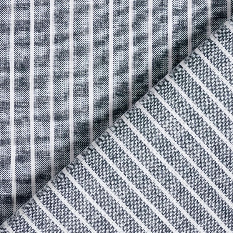Mélange lin coton Larges rayures – bleu nuit/blanc,  image number 4