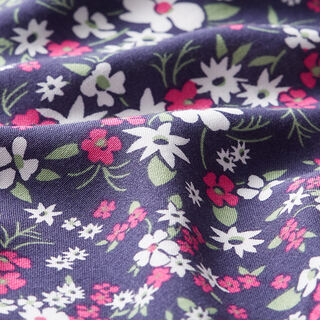 Tissu en viscose prairie fleurie – bleu marine, 