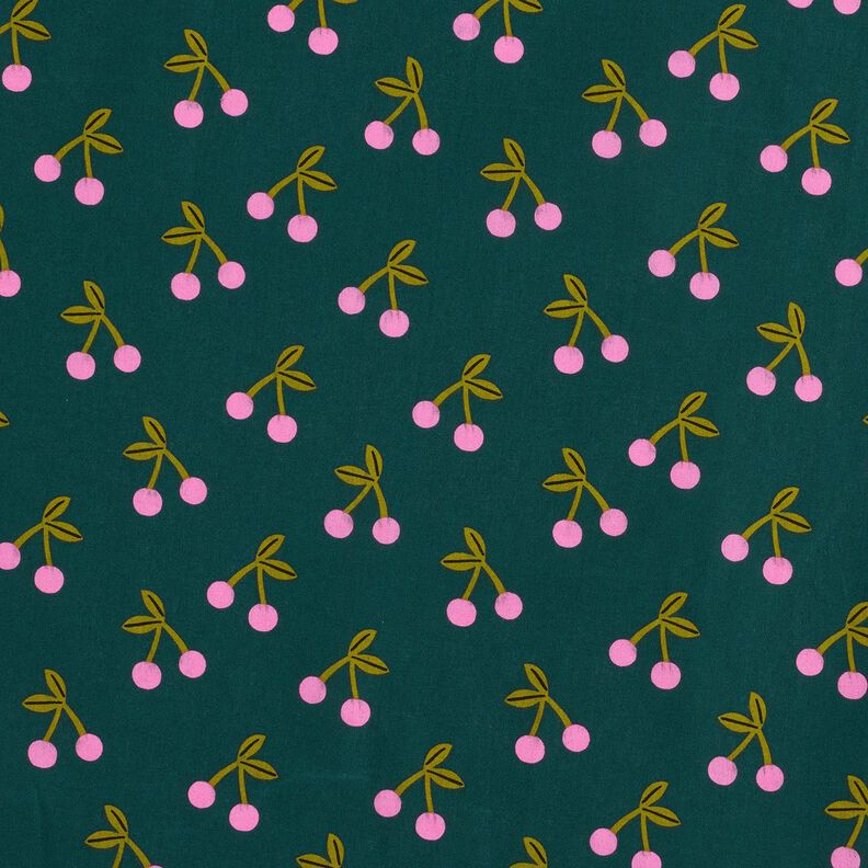 Coton enduit jolies cerises – vert foncé, image number 1