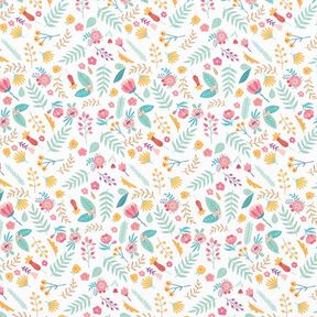 Tissu en coton Percalepetites fleurs et feuilles – rose/jaune, 