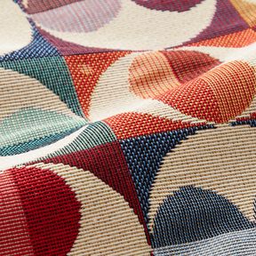 Tissu de décoration Gobelin Cercles et carrés – beige clair/bleu, 