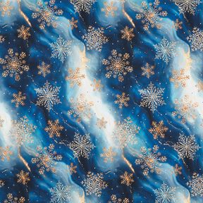 French Terry Sweat d’été Flocons de neige Voie lactée | Glitzerpüppi – indigo/or ancien, 