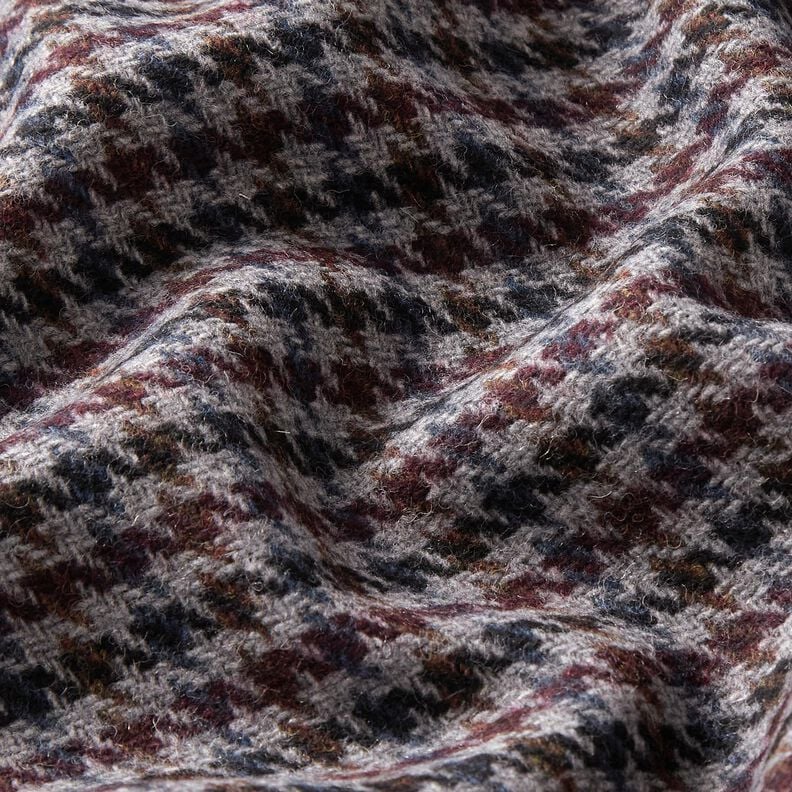 Tissu pour manteau Mélange de laine petit pied-de-poule – merlot/argent,  image number 2