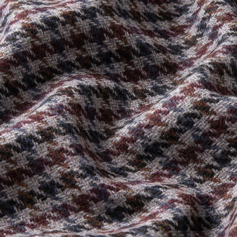 Tissu pour manteau Mélange de laine petit pied-de-poule – merlot/argent, image number 2