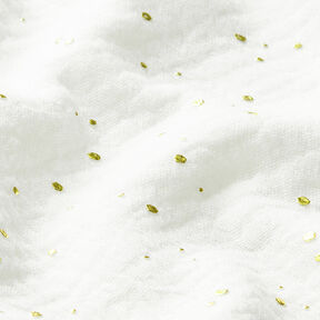 Tissu double gaze de coton taches dorées éparses – blanc/or, 