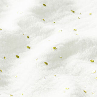 Tissu double gaze de coton taches dorées éparses – blanc/or, 