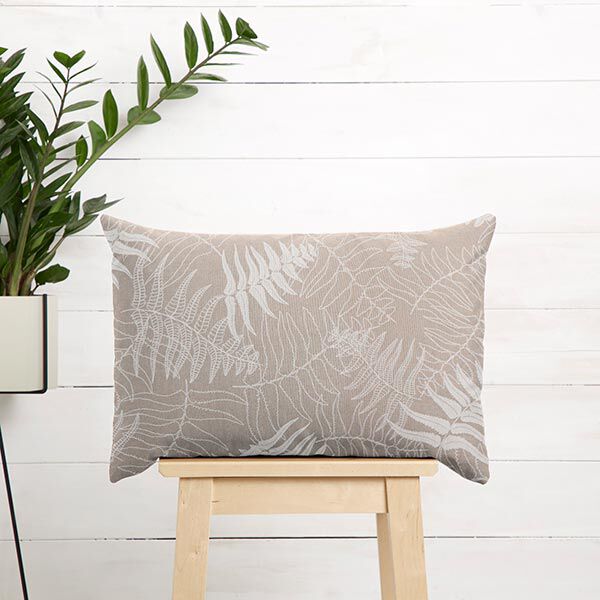 Tissu de décoration Semi-panama feuilles de fougère en filigrane – nature/blanc,  image number 8