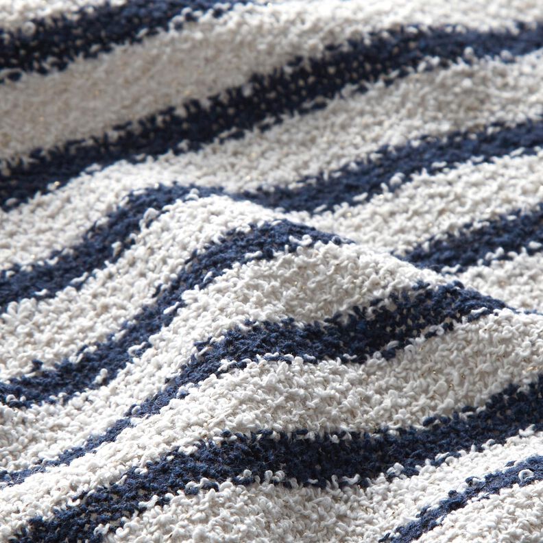 Tricot bouclé à rayures et paillettes – blanc/bleu marine,  image number 3