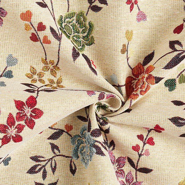 Tissu de décoration Gobelin Vrilles de roses – beige clair/rouge,  image number 3