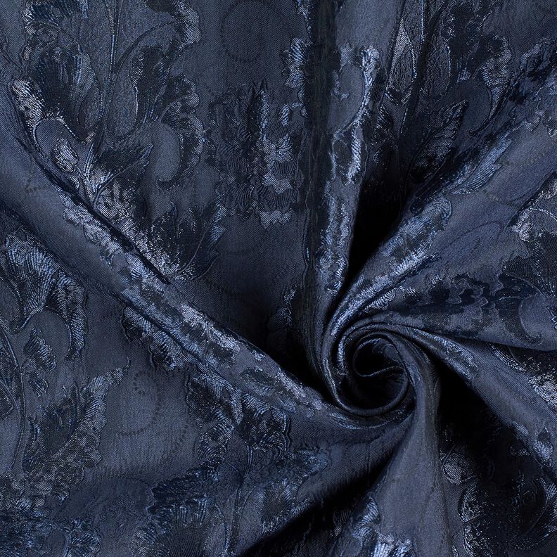 Jacquard d’habillement Brocart Fleurs – bleu marine, image number 3