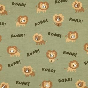 Jersey coton lion | Poppy Fabrics – pistache/brun faon, 