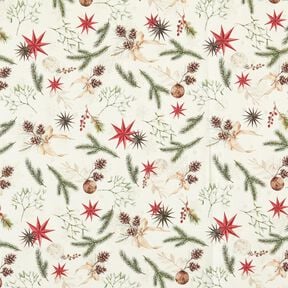Tissu de décoration Jacquard Lurex branches de sapin – nature/or,  Tissu de décoration Jacquard Lurex branches de sapin – nature/or,