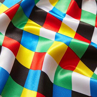 Satin de polyester petits carreaux colorés, 