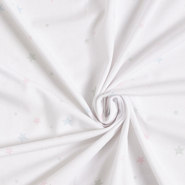 GOTS Jersey coton Etoiles aspect impression au tampon | Tula – blanc,  image number 3