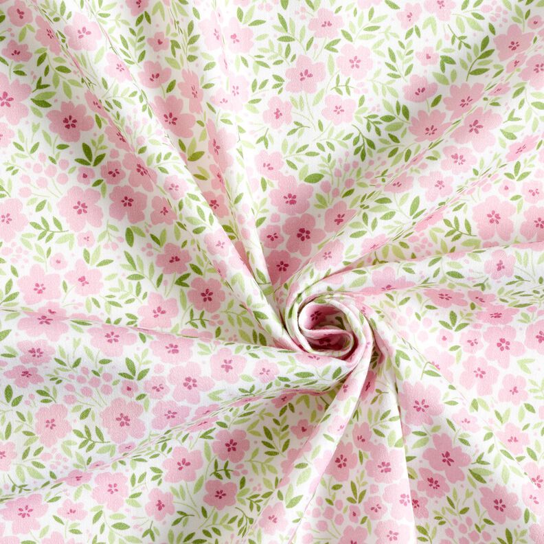 Tissu de décoration Satin de coton Mer de fleurs – rose clair/blanc,  image number 3