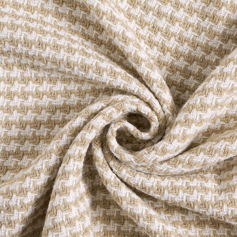 Tissu brut pour manteau Pied-de-poule – beige/blanc,  image number 4
