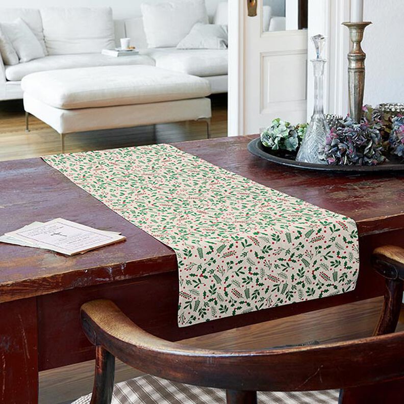 Tissu de décoration Semi-panama Gui classique – beige/vert, image number 10