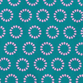 Coton enduit Cercles colorés – pétrole/violet pastel, 