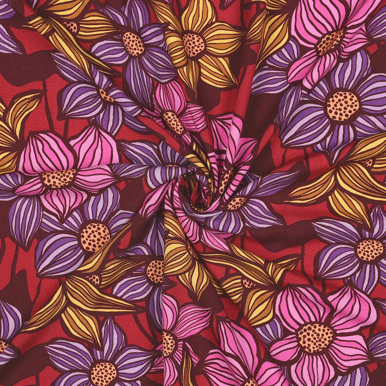 LENZING™ EcoVero™ Tissu viscose Fleurs | Poppy Fabrics – merlot/abricot,  image number 3