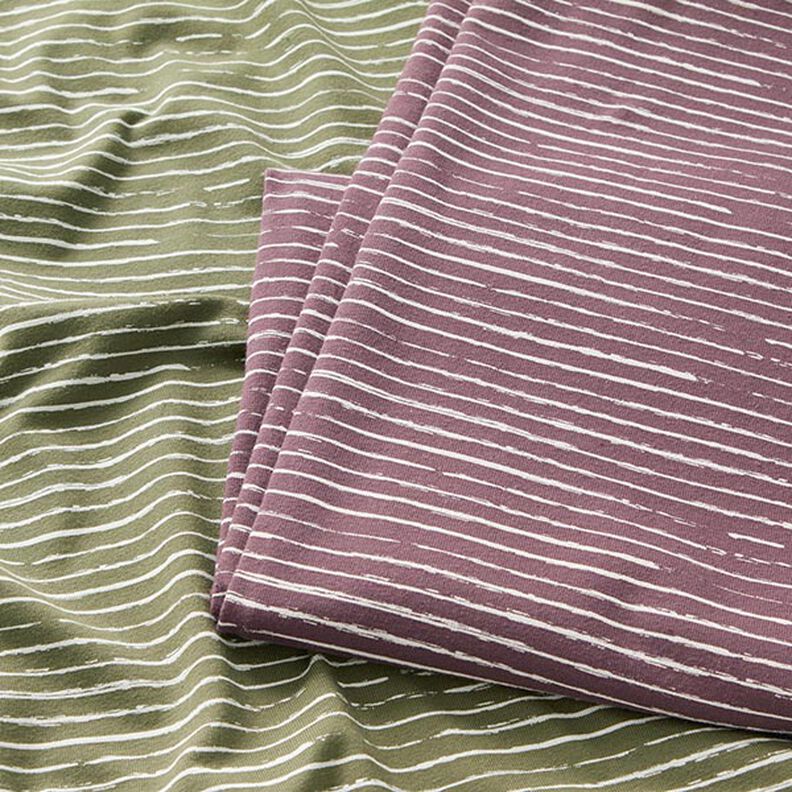 Jersey de coton Rayures en gribouillage – aubergine,  image number 5