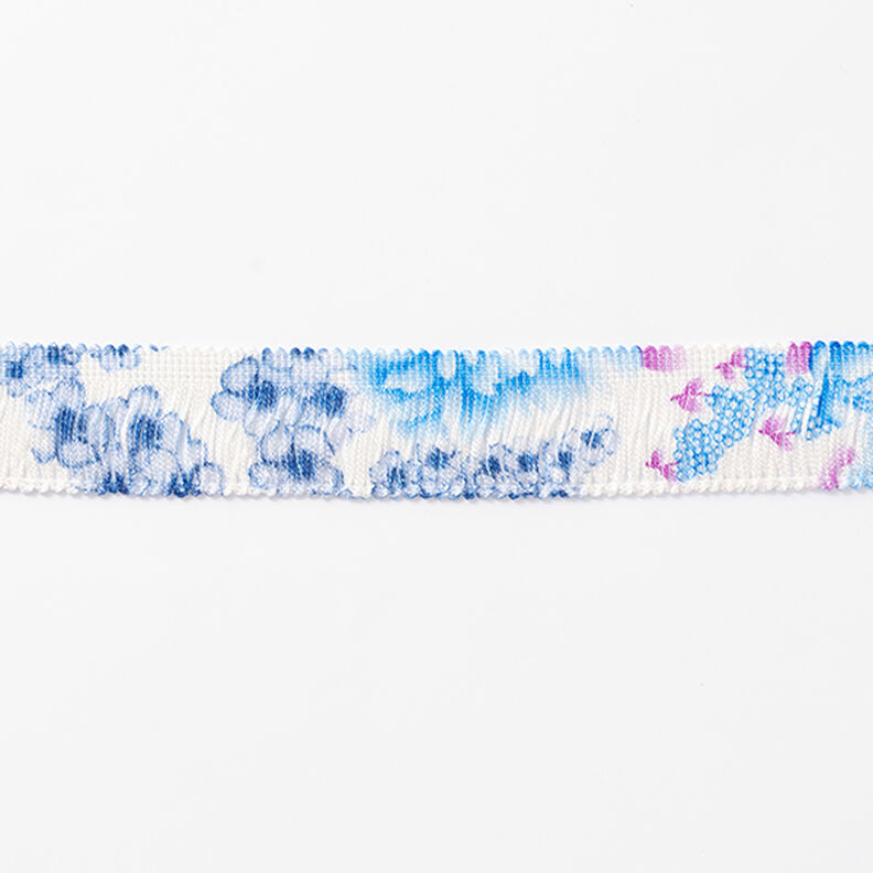 Ruban à franges Fleurs [30 mm] – blanc/bleu,  image number 2