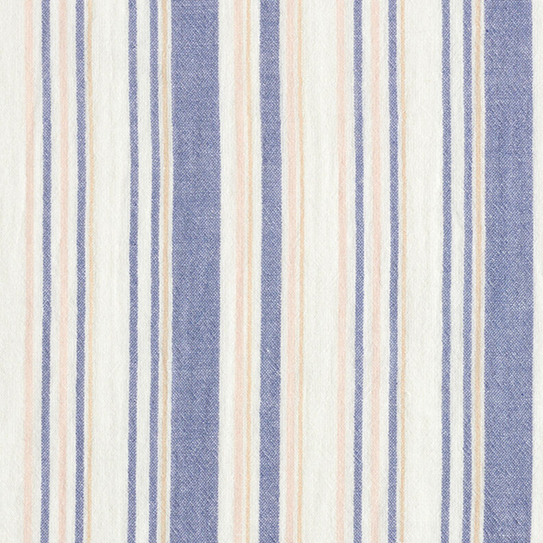 Tissu double gaze de coton rayures tissés teints | Poppy – blanc/bleu marine,  image number 1