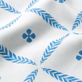 Tissu de décoration Sergé coton Losanges élégants  – blanc/bleu, 