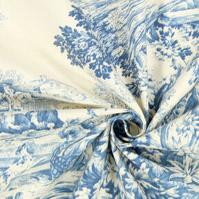 Toile de Jouy – bleu acier, 