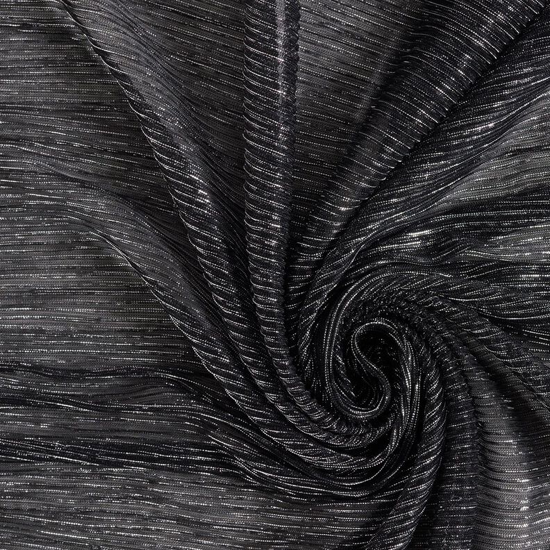 Plissé transparent Rayures pailletées – noir,  image number 3