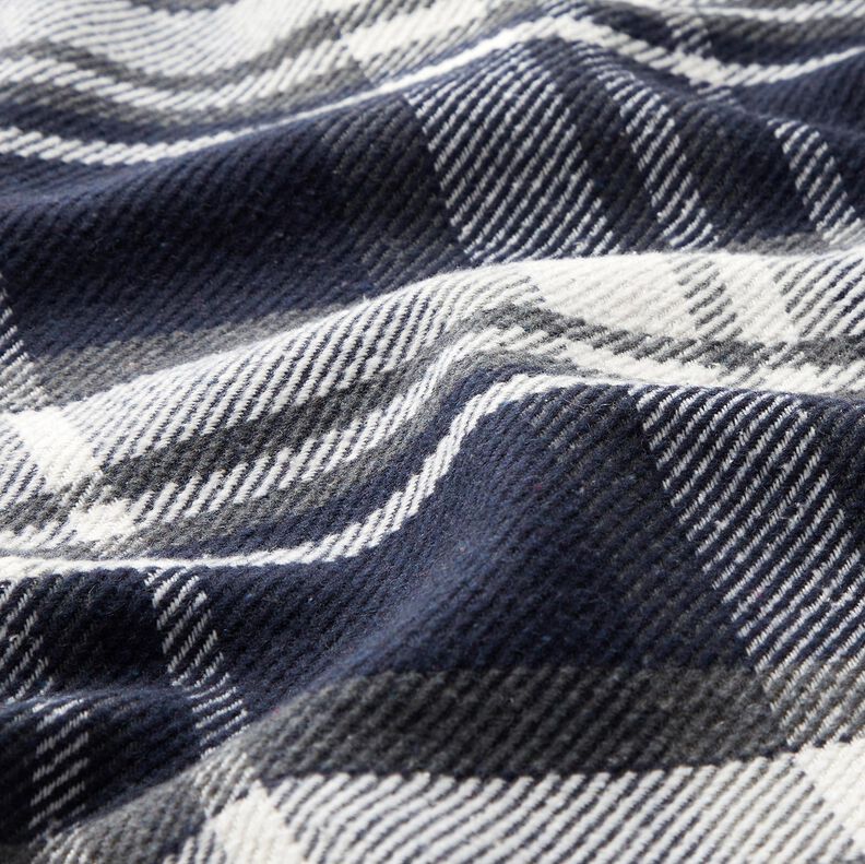 Tissu de manteau à carreaux avec envers fourrure – bleu nuit/gris schiste,  image number 2
