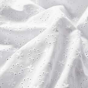 Batiste de coton Dentelle brodée Couronnes de fleurs – blanc, 