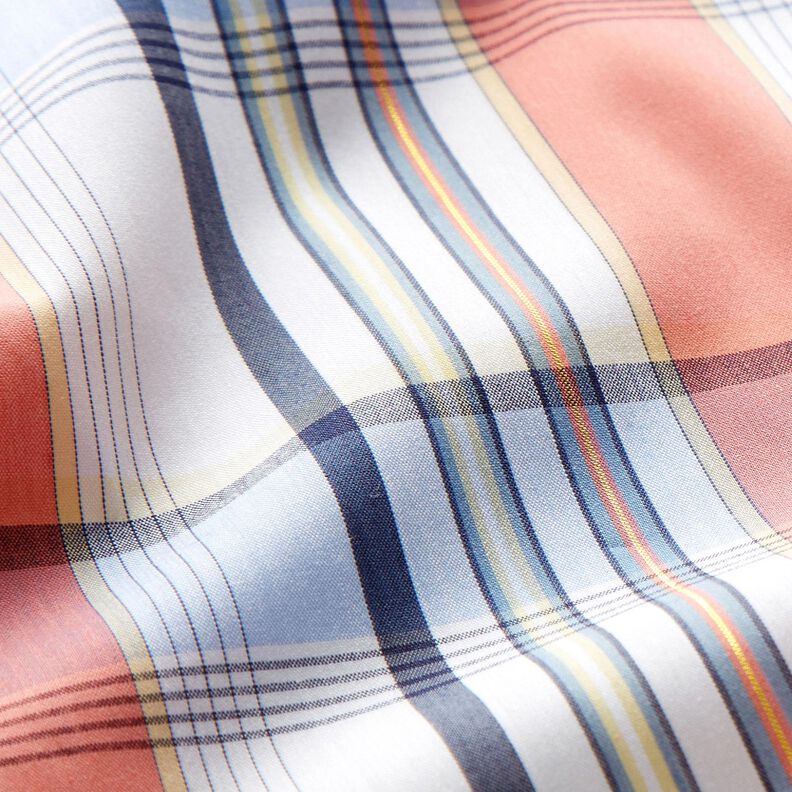Coton mélangé à carreaux tartan et rayures brillantes – corail, image number 3