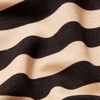 Jersey viscose Rayures horizontales – noir/abricot, 