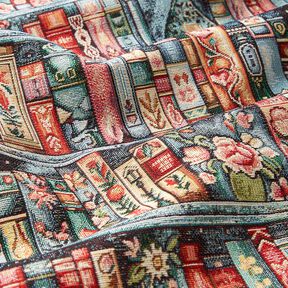 Tissu de d&eacute;coration Gobelin &eacute;tag&egrave;re multicolore &ndash; sapin bleu/carmin, 