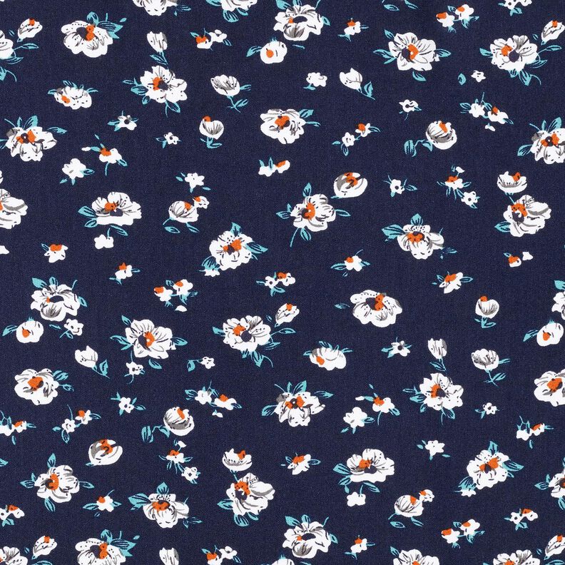 Tissu en viscose Pluie de fleurs – bleu nuit, image number 1