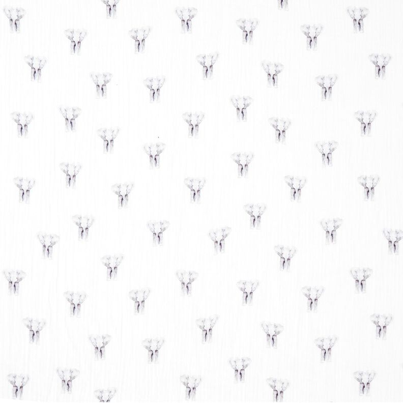 GOTS Tissu double gaze de coton Éléphant Impression numérique – blanc,  image number 1