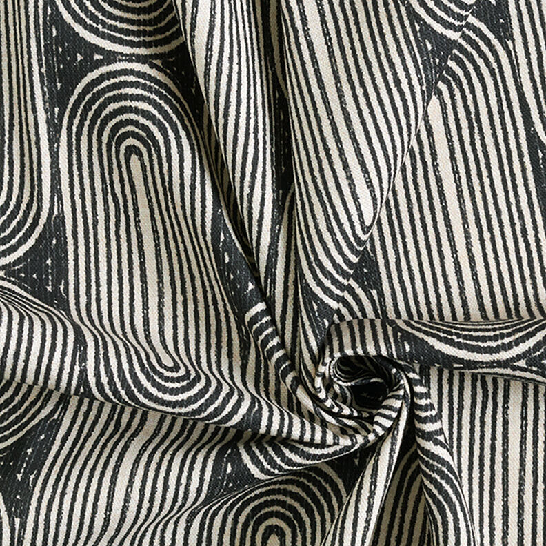 Tissu de décoration Semi-panama Arcs – noir/nature, image number 3