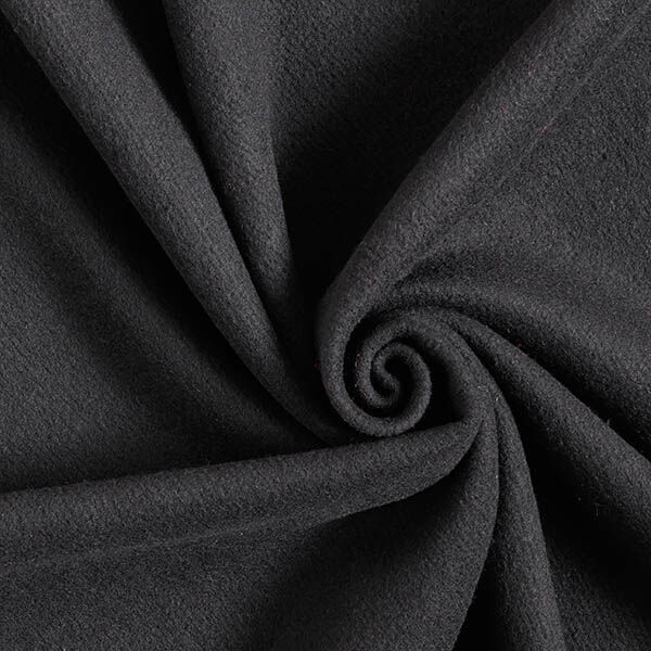 Tissu pour manteau en laine mélangée, uni – noir,  image number 1