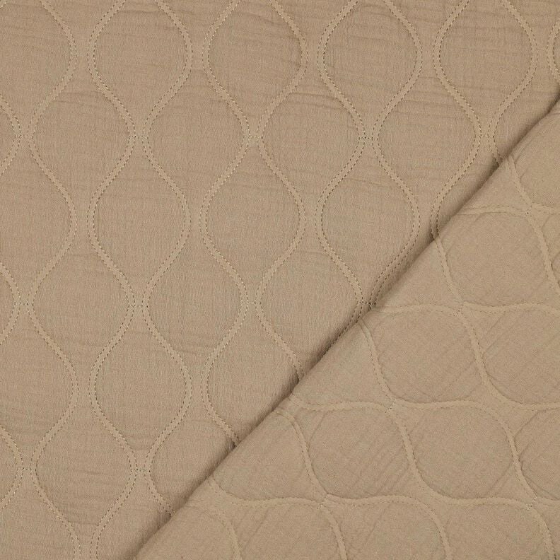 Tissu matelassé Tissu gaze de coton Vagues – beige foncé,  image number 4