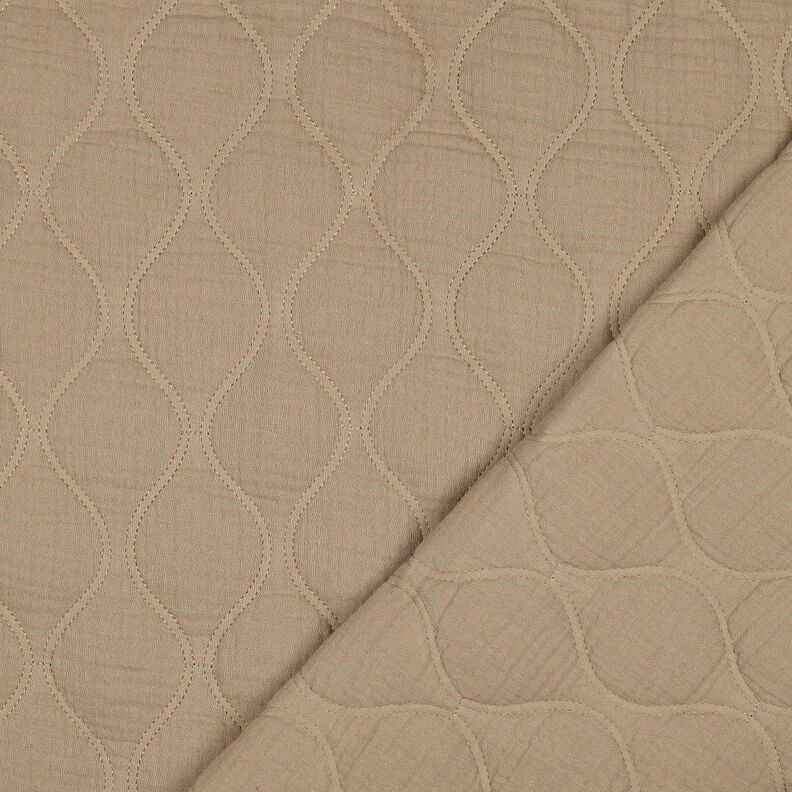 Tissu matelassé Tissu gaze de coton Vagues – beige foncé, image number 4
