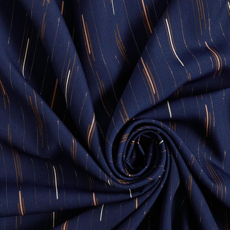 Tissu pour chemisier Fines rayures pailletées – bleu marine,  image number 3